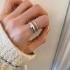 Стильное корейское минималистичное серебряное кольцо с двойным слоем для женщин с регулируемым размером