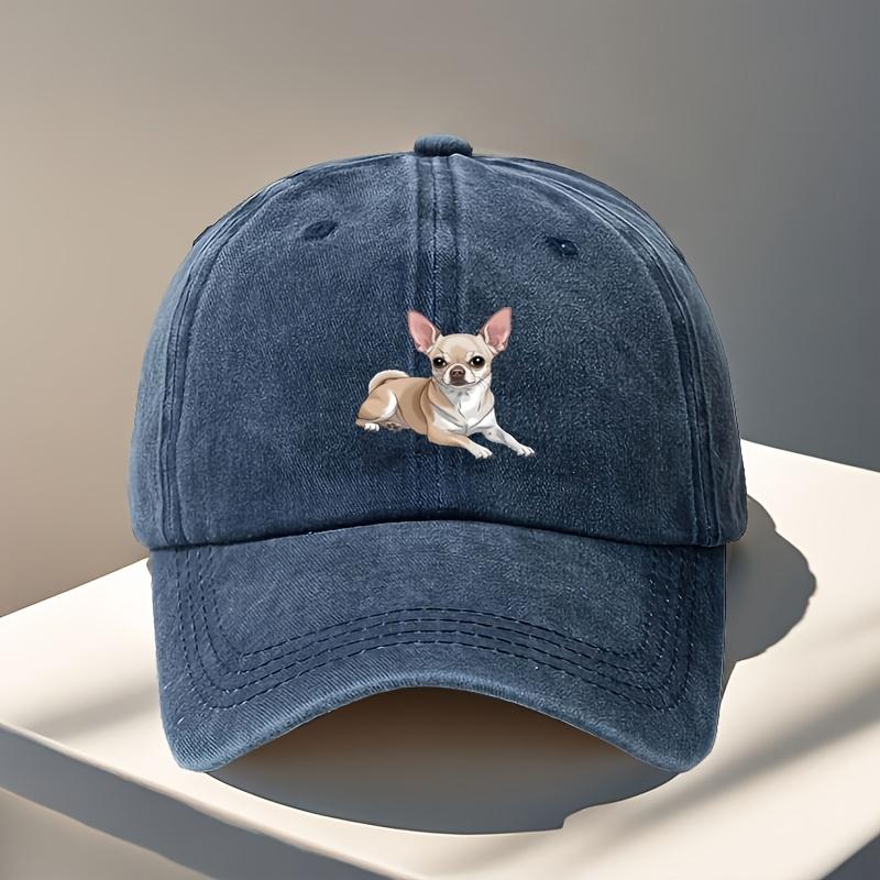 Unisex Adjustable Baseball Cap with Chihuahua Design Adjustable Strap Lightweight Outdoor Style Ideal for Hiking Camping