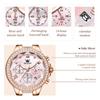 Ladies' Three Eye Timing Quartz Watch Diamond Inlaid Bezel Ceramic Strap Waterproof Luminous Women's Light Luxury Watch