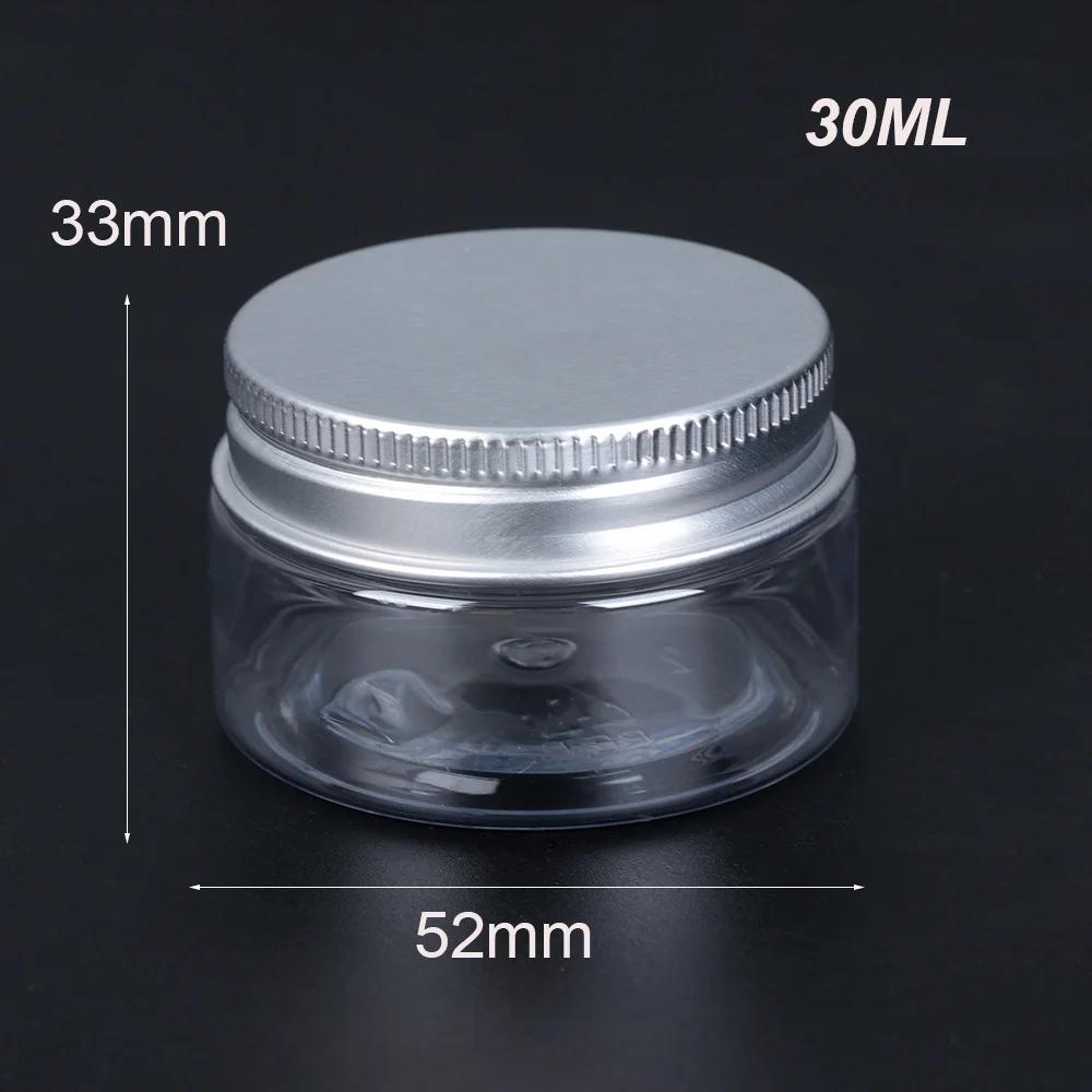 30-250ml Aluminum Cap Cosmetic Tin Pot Empty Lip Balm Jar Oil Wax Plastic Container Empty Jar Home Storage Food Sample Bottles
