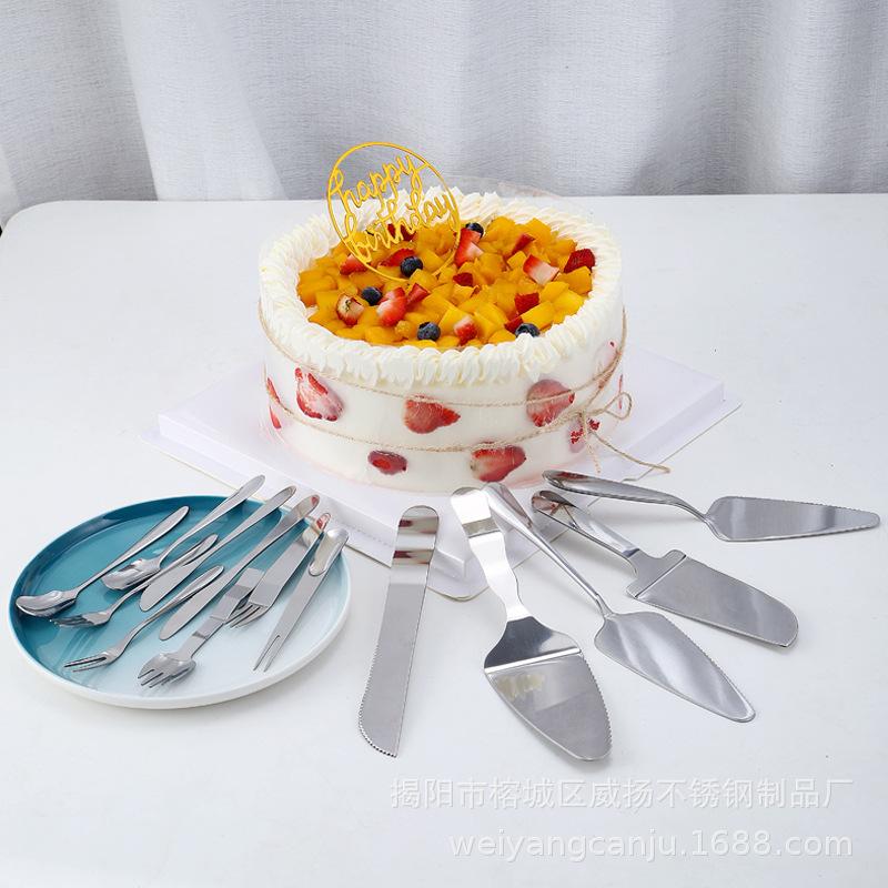 Stainless Steel Knife and Fork Birthday Cake Stainless Steel West Point Cheese Cutter Triangular Spatula Gift, Plus