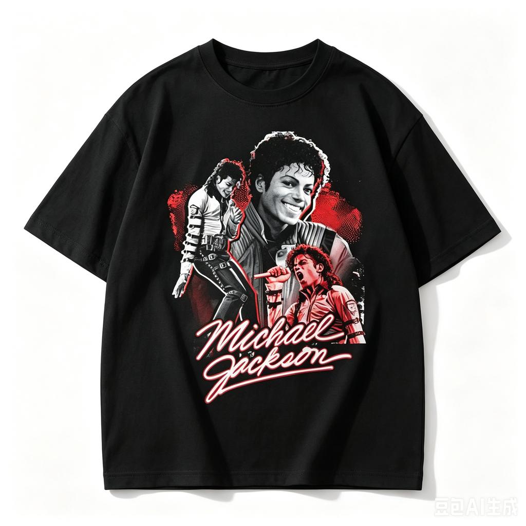pc Michael Jackson Multi Stage Portrait Graphic Cotton T shirt Unisex Unisex Women Kids Streetwear Casual Short Sleeve Tops