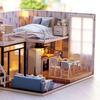 DIY Miniature Loft Dollhouse Kit Lifelike Mini 3D Wooden House Room Handmade Toy with Furniture LED
