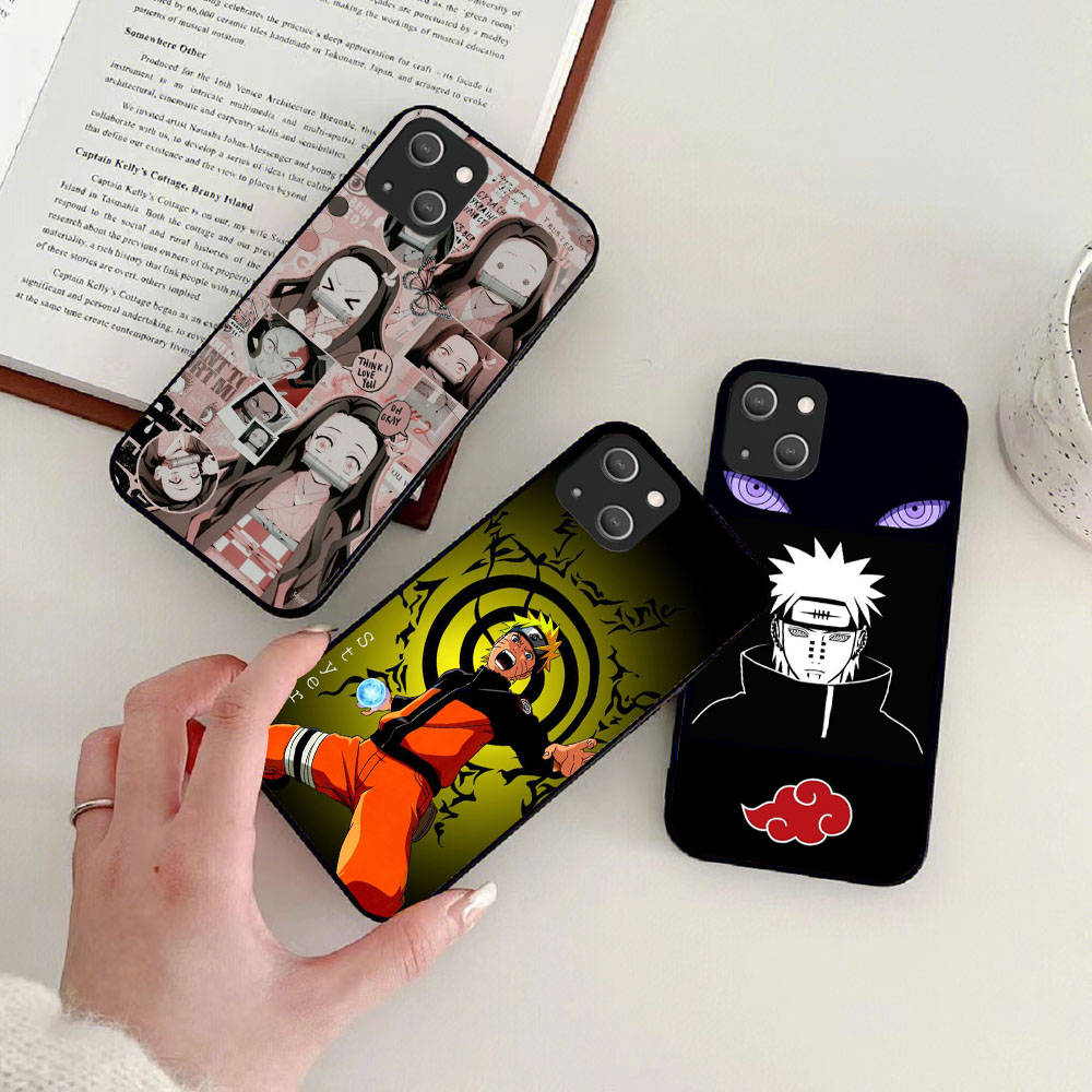 KK-2 Anime Naruto Soft Black Case for iPhone XR 14 15 11 12 13 6 7 8 X XS Pro Max Samsung S22 S23 S21 S24 FE Ultra S8 Plus