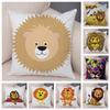 Short Plush 45*45 Cm Cute Lion Pillow Case Cartoon Animal Square Cushion Cover for Sofa Home Decorative Printed Throw Pillowcase