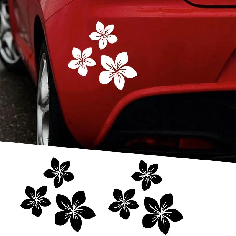 3pcs Pretty Flower Car Stickers for Auto Rear Window Bumper Body Helmet Cover Scratches Waterproof Blossom Motorcycle Decals