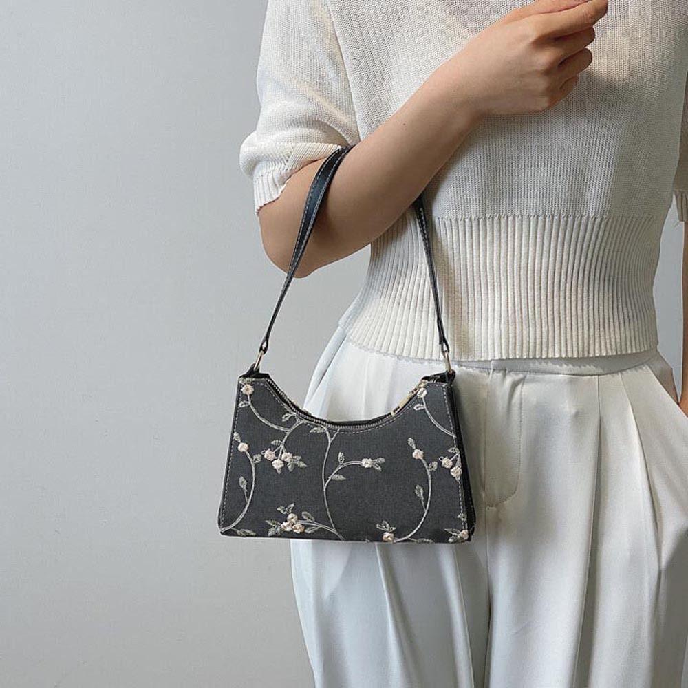 Flower Embroidery Small Handbag Women Underarm Bag Shoulder Bags Mini Messenger Bags Korean Handbag