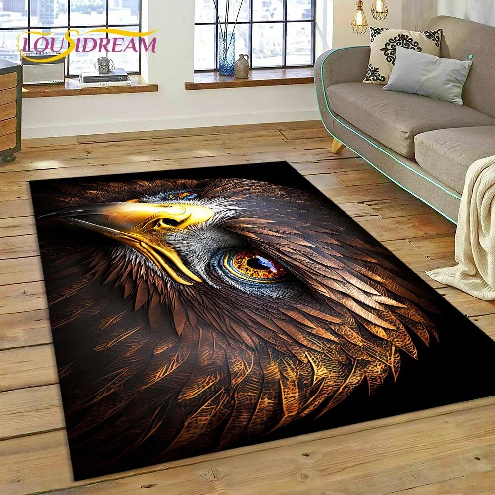 3D Cute Owl Eagle Birds Cartoon Carpet Rug for Bedroom Living Room Home Sofa Decoration,Children Game Large Decor Floor Mat Gift