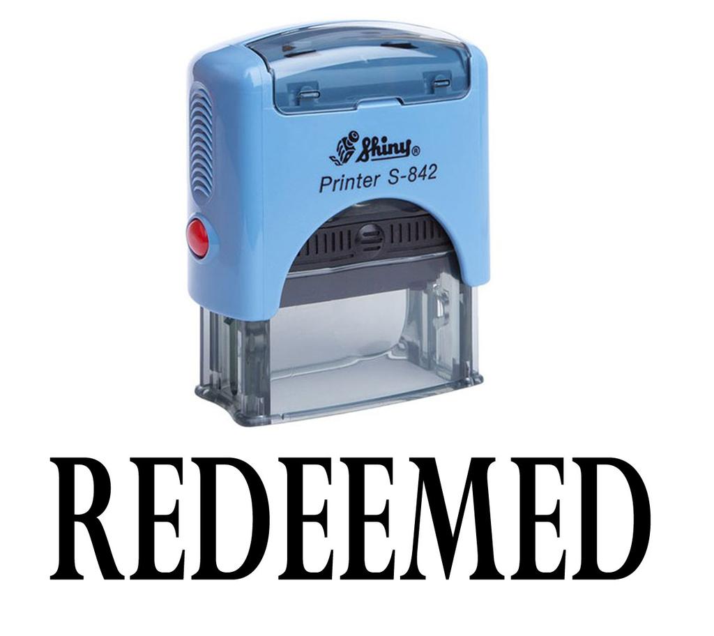 REDEEMED Self Inking Rubber Stamp Office Stationary Custom Shiny Stamp