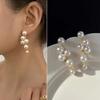 1 Pair Dangle Earrings Geometric Faux Pearls Jewelry French Style Electroplating Earrings for Wedding