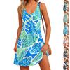 Women's Casual Sundress With Pockets Summer Boho Beach Dress Printed Blouses For Women T-Shirts Dress V Neck Loose Tank Dresses