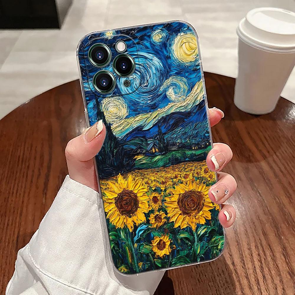 Интересный чехол с рисунком Ван Гога Прозрачный чехол для Apple iPhone 17 16 15 14 13 12 11 Pro Max Чехол 16 Plus 16E 17Air 17Pro Чехол для телефона