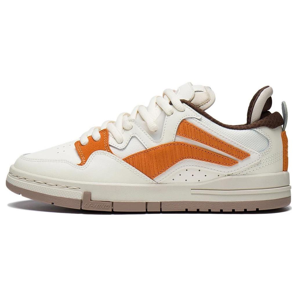 Li Ning Wei Wu Pro Fabric Synthetic Leather Non-Slip Wear-Resistant Low-Top Skate Shoes Women Sneakers White Orange AECT016-1