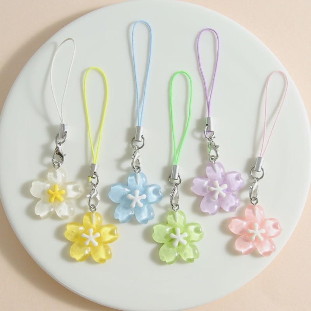 Transparent Resin Flower Keychain Solid color Kawaii Pendent Accessory  Gift Giving