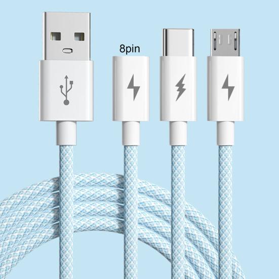 Fast Charging Cable 3-in-1 Anti-Winding with Smart Chip 66W 6A Multi-Device Support Charging Cable Phone Supplies