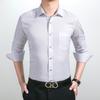 Men's Solid Color Long Sleeve Front Pocket Stretch Square Collar Four Season Formal Shirt