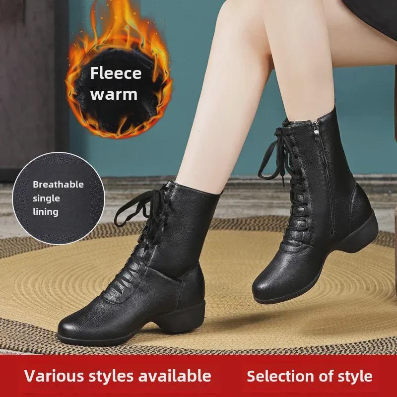 Ботинки для танцев Square Dance Boots с мягкой подошвой и молнией - средний каблук с воздушной подушкой, стиль «матрос», одежда на все времена года
