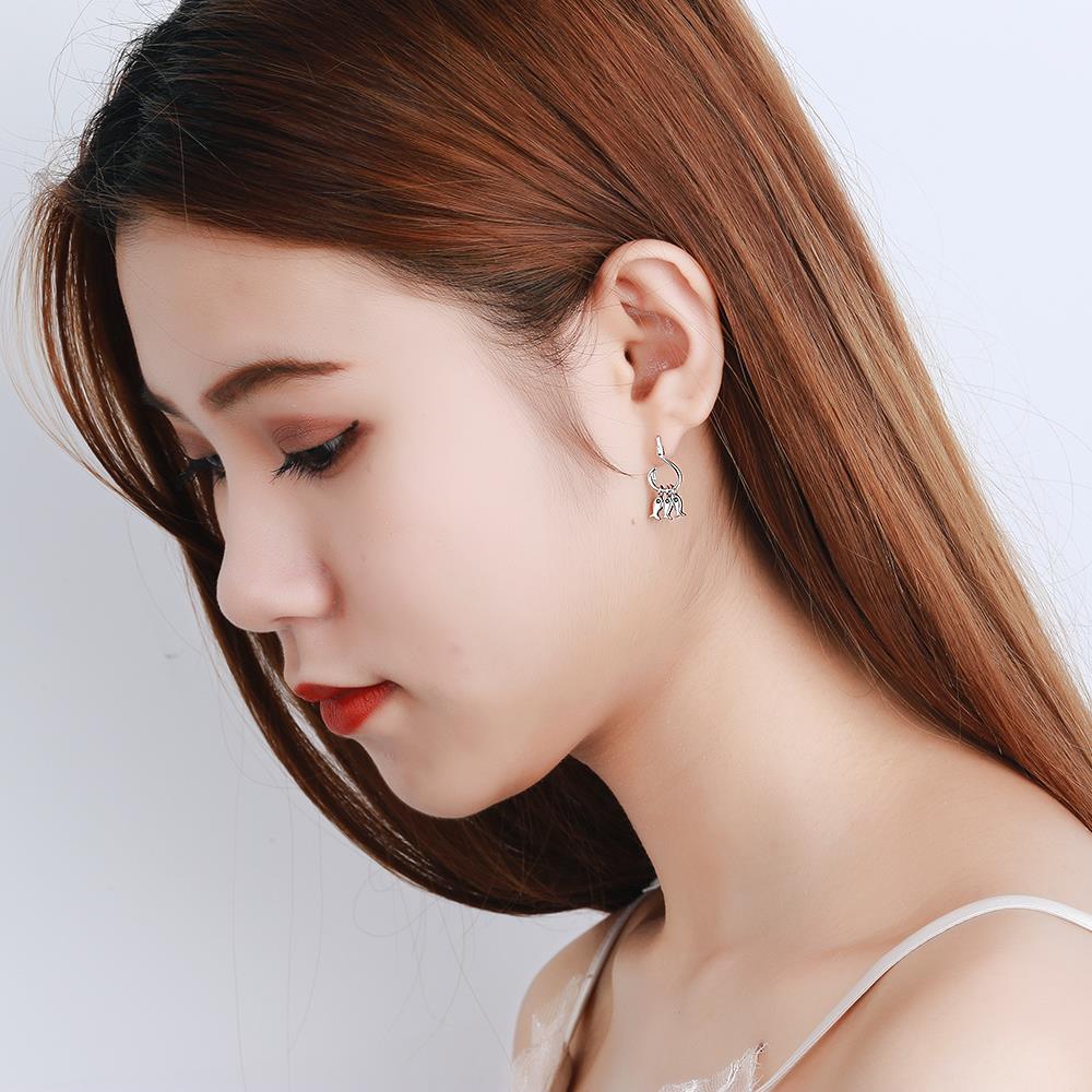925 Sterling Silver Pretty Attractive Fish And Fish Drop Earrings Silver Color Animal Earring For Women Gift Dropshipping S-E898