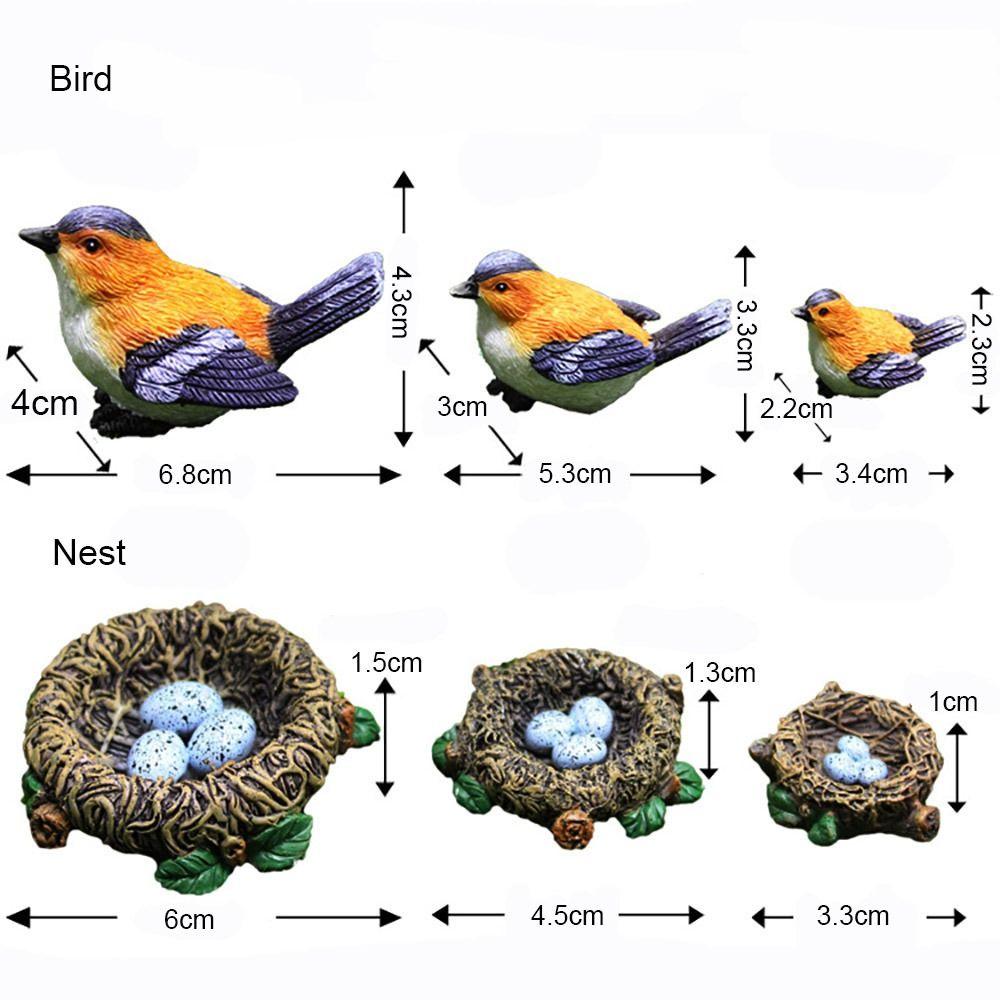 Многоцветные миниатюрные фигурки птиц, многоразмерная имитация воробья, модель для улицы и дома