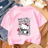 Детская футболка Hello Kitty, Мультяшная милая летняя с круглым вырезом, Модная, Хит продаж