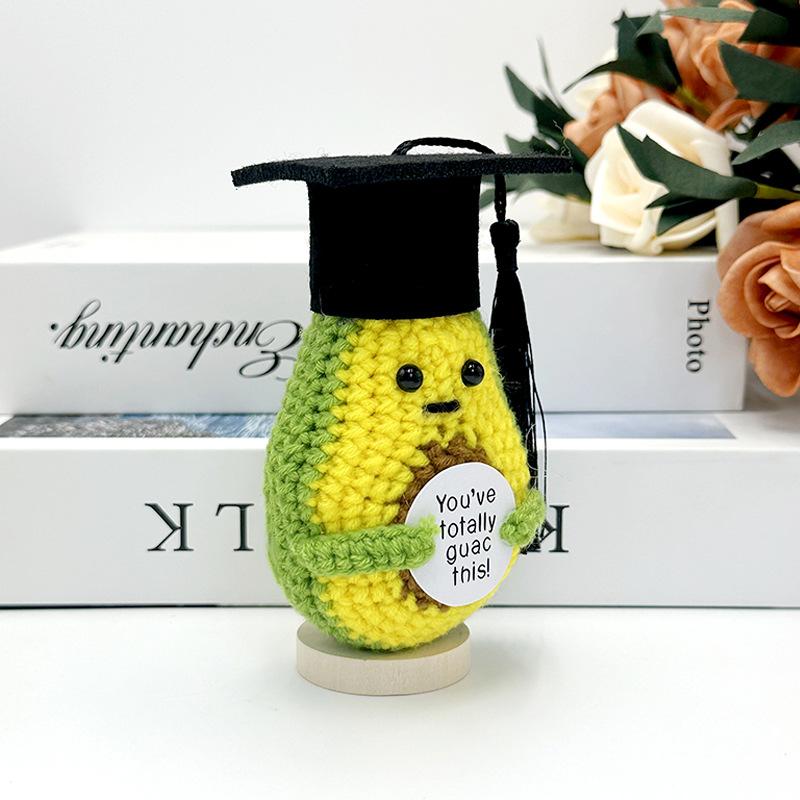 Funny Crochet Avocado Handmade Ornaments Emotional Support With Card Desktop Ornament Handmade Knitte Avocado Gift Home Decor