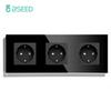 BSEED Single EU Socket Double Power Outlets Triple Electric Sockets Crystal Glass Wall Sockets White Black Gold Gray 16A