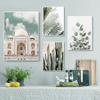 Исламская архитектура, настенная живопись, холст, картина, мечеть, Марокко, фотографии, постер с кактусом, скандинавский зеленый домашний декор для гостиной, Cuadros