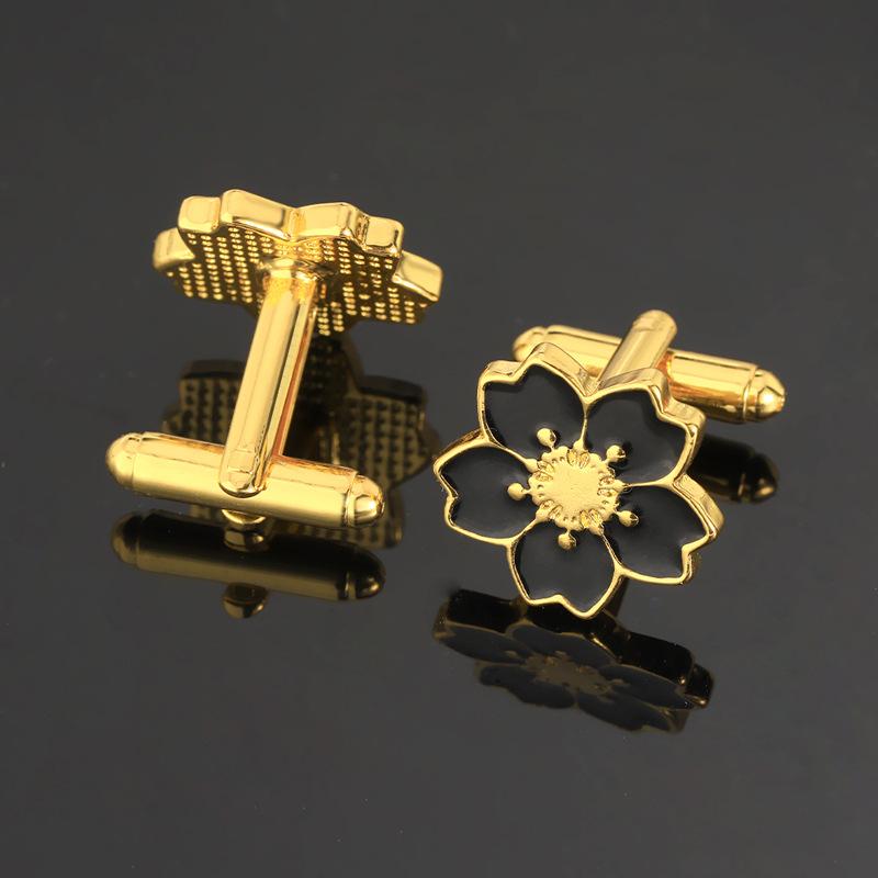 Zinc Alloy Shirt Sleeve Cuff Buttons Chic Cherry Blossom Flower Design Gold Copper Color Cufflinks for Men Women Unique Gifts