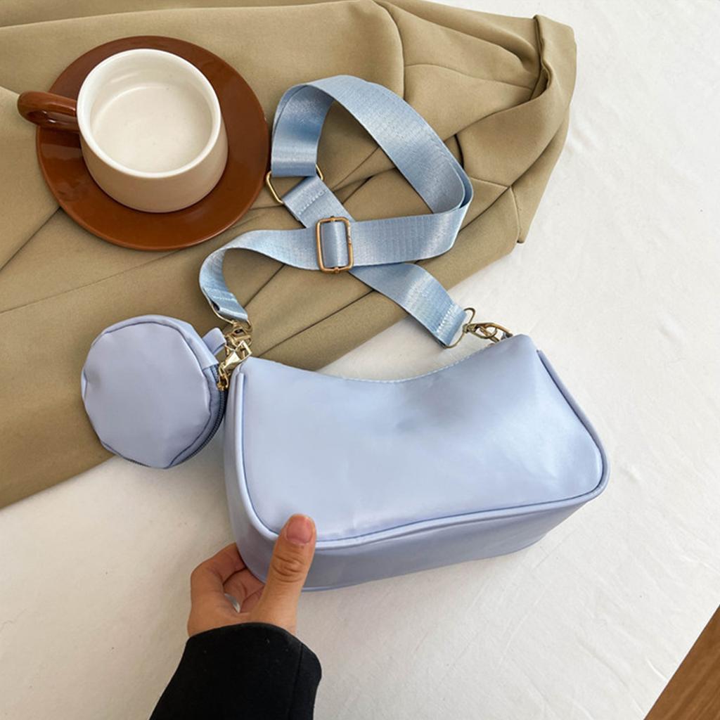 Stylish Shoulder Bag for Women Lightweight PU with Detachable Coin Purse Adjustable Strap for Daily Use Shopping Handbag