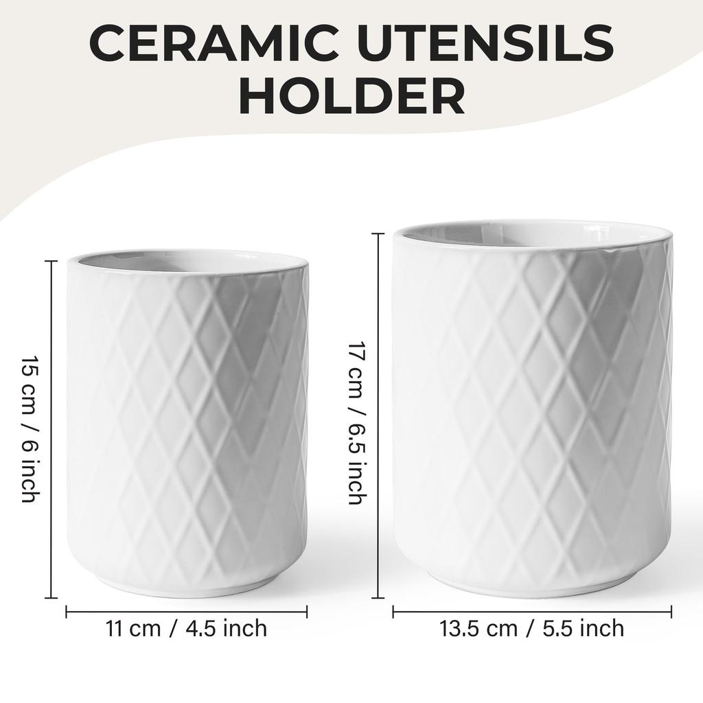 MIAMIO Керамический органайзер для кухонной утвари Фермерский декор для организации столешниц и хранения кухонных принадлежностей и аксессуаров Коллекция Palmanova - Держатель/Кухня