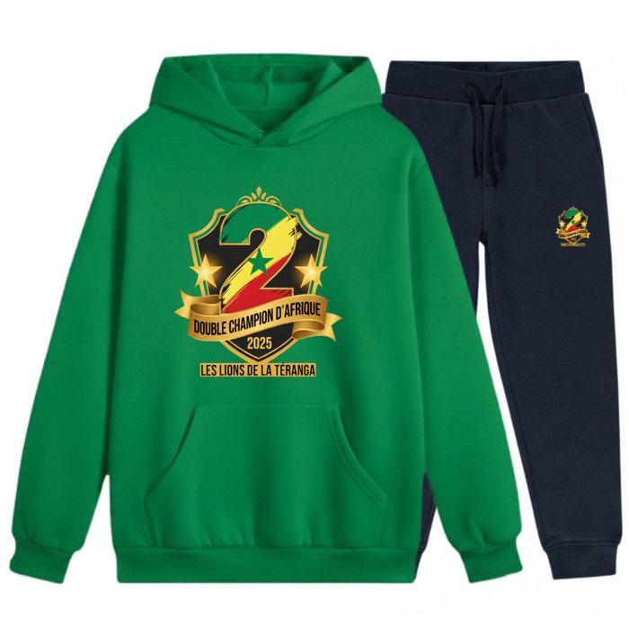 Survêtement foot enfant - NPZ - Sénégal 2025 - Vert - Capuche - Pantalon taille élastique