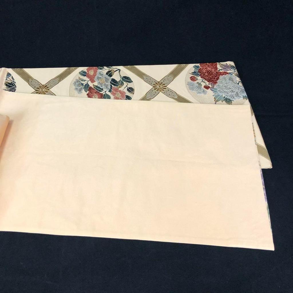 Used SO-208 Fukuro Obi Six Pieces Flower Pattern Seasonal Gold Thread Silver Thread
