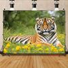 2D plane 1 piece - Horizontal banner fabric with a tiger-striped yellow flower background suitable for home decoration