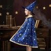 Soft Lightweight Festival Cloak Kids Wizard with Hat for Boys Girls, Halloween Witch Children Birthday Party Dress Up Cape Costume Prop Cosplay