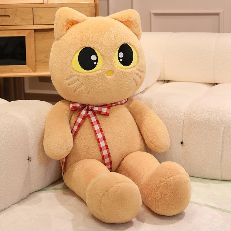 Big Size Cute Cat Plush Toy Black Grey Stuffed Animal Pillow Home Decor Gift for Kids Adults