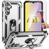 Protective Case - BOOLING - for Samsung Galaxy A15/A15 5G - Silver - 360° Rotating Stand - 2 Tempered Glass