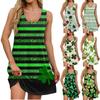 Women's Casual St. Patrick's Day Printed U-Neck Vest Dress With Side Pockets