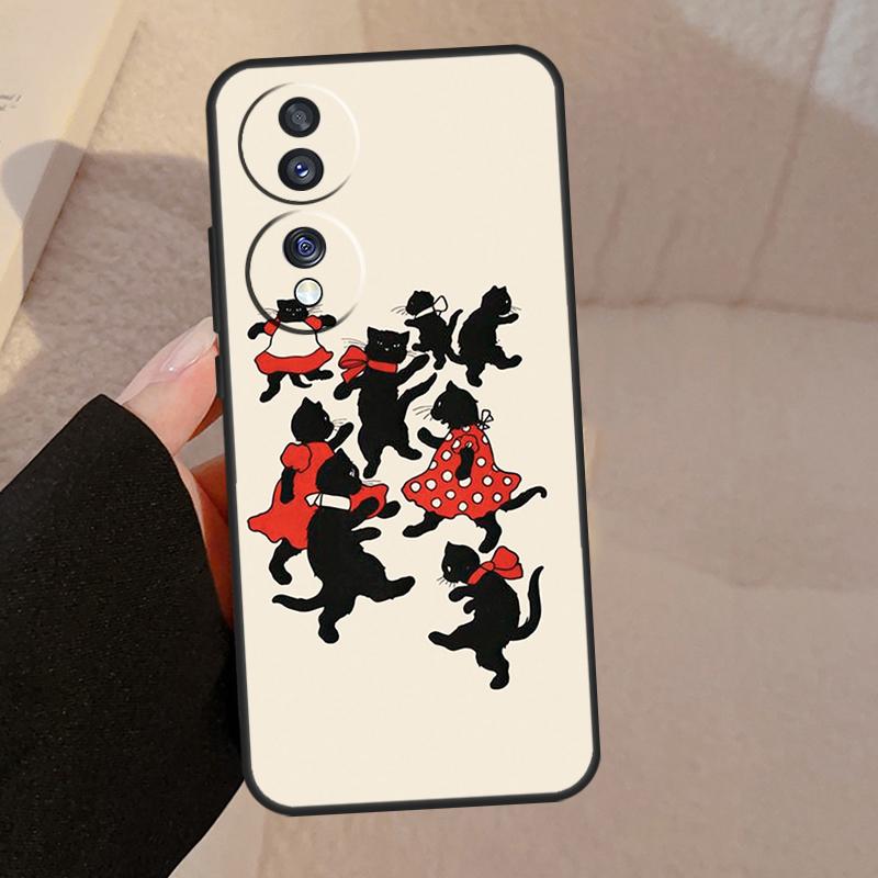 Черный Кошачий Лицо Китти Для Honor Magic 7 Lite 6 5 V5 Чехол Для Honor 400 200 Pro 90 70 50 X8a X8b X9a X9b X9c Обложка