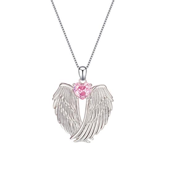 Ожерелье с крыльями ангела, горный хрусталь, крылья хранителя, ожерелье с подвеской, циркон, камень рождения, ювелирное украшение, подарок для нее