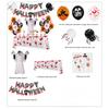 Terrifying Halloween party supplies banners, balloons, spiders and skeleton ghosts, Halloween tablecloths, and Halloween party decoration cake sets