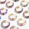 Colorful Circle Drop Earrings Cartilage Huggie Hoop Earrings Geometric Shaped Ear Rings Stylish Accessories for Women