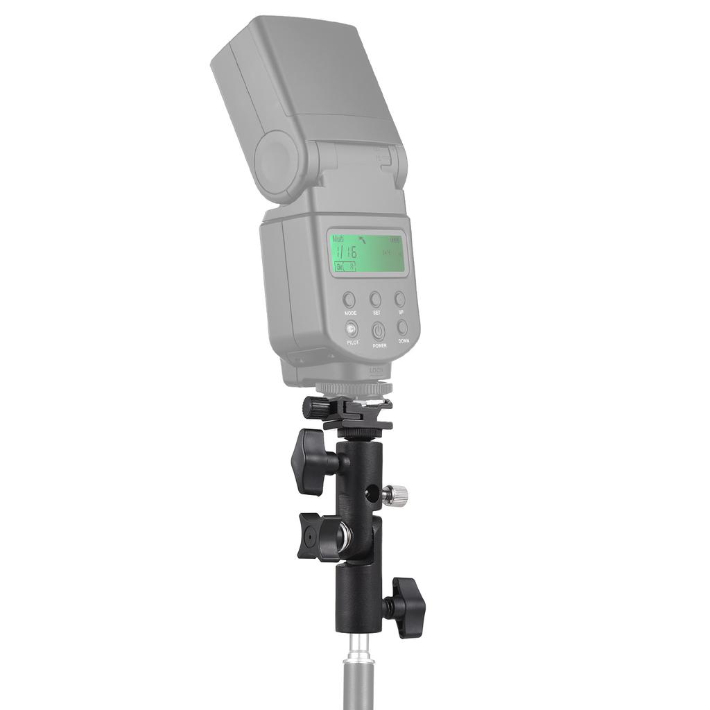 Крепление вспышки для камеры Поворотный кронштейн для вспышки Speedlite Кронштейн для подставки для вспышки с креплением на холодный башмак 1/4 дюйма и 3/8 дюйма