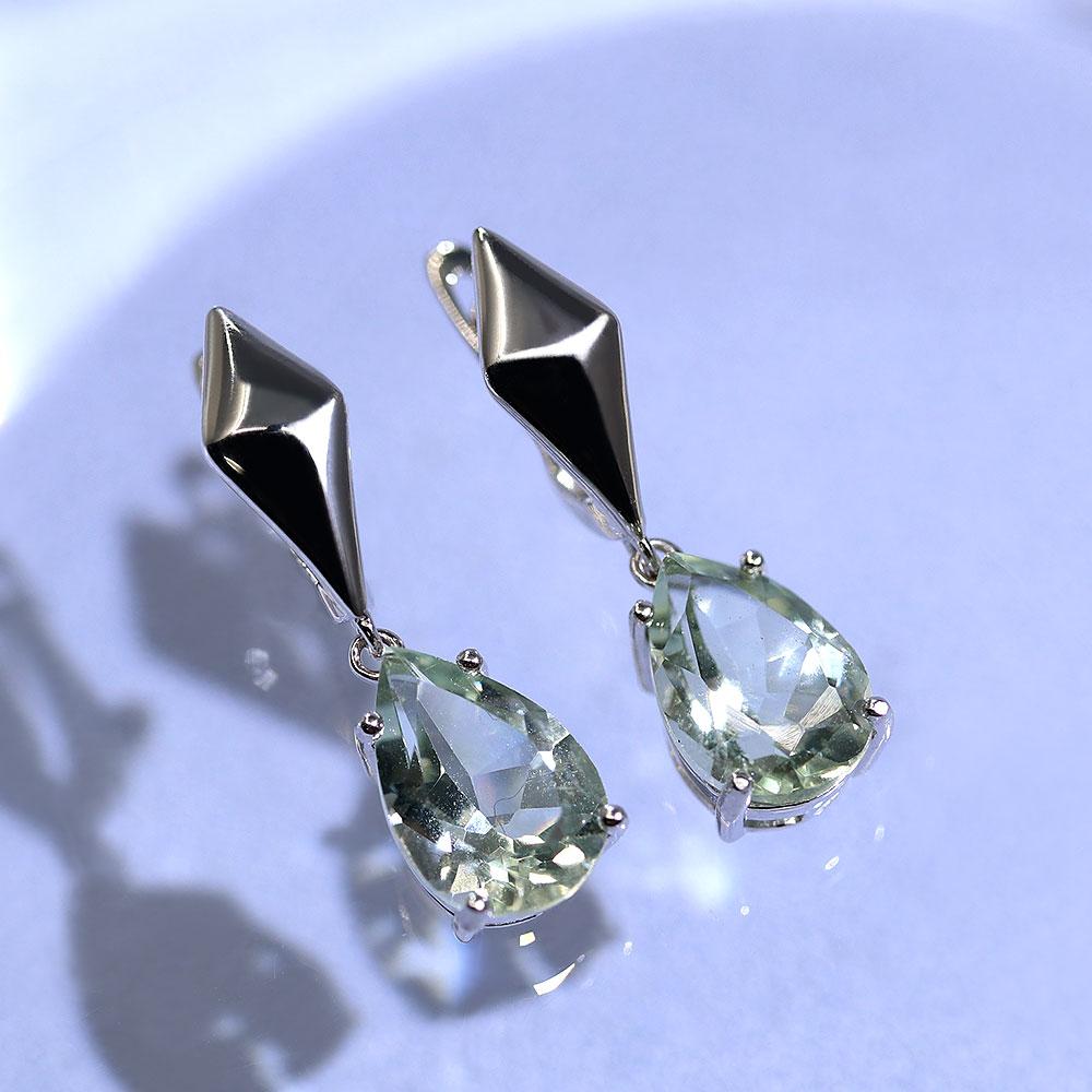 Новый дизайн, серьги с застежкой из натурального бразильского зеленого аметиста, стерлинговое серебро 925 пробы, изысканные ювелирные изделия, груша, 8*12 мм для женщин