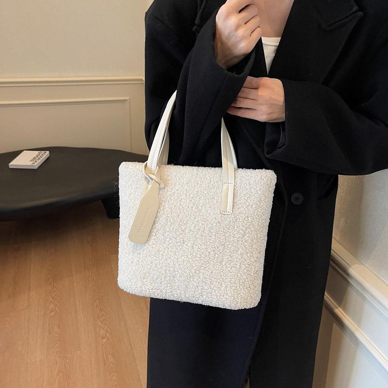 Autumn and Winter Plush Soft Women's Handbag Bag Simple Style Fashion Shoulder Bag Premium Texture Underarm Bag