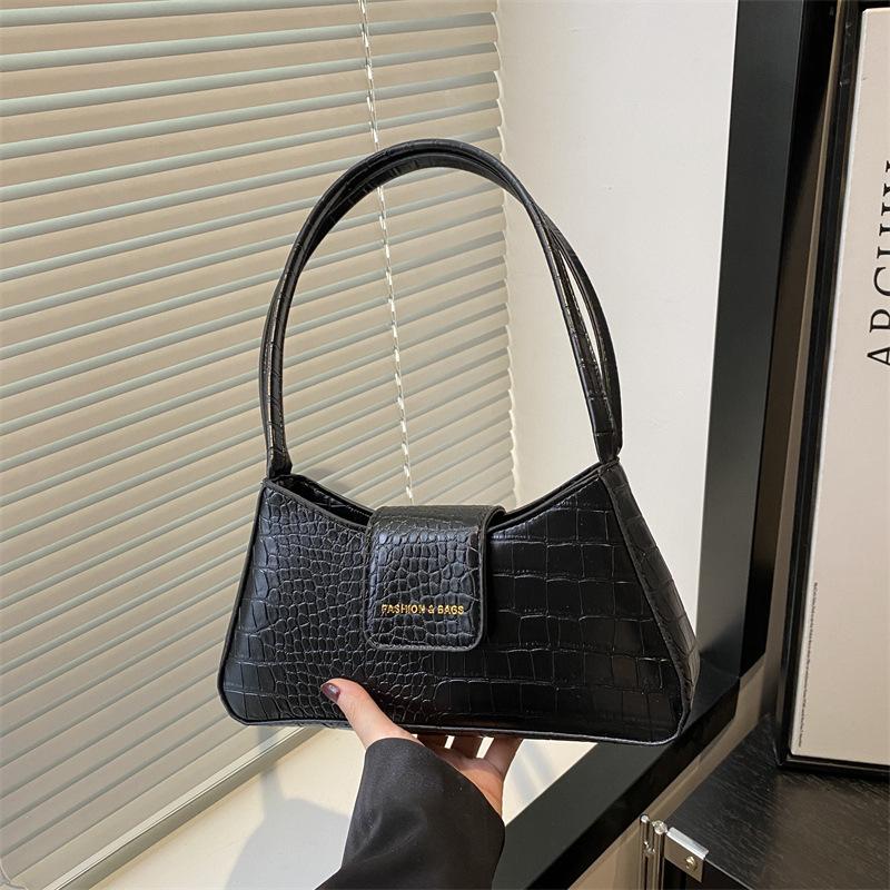 Crocodile Pattern Portable Small Square Bag Women's Bag 2025 Summer New Light Luxury Foreign Style Shoulder Bag Trendy Armpit Bag