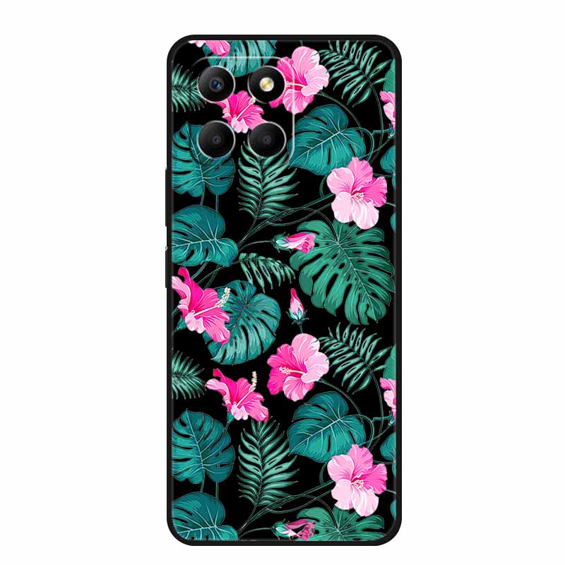 Черный силиконовый чехол для Honor X7d 5G Чехол Цветы Мягкий чехол для телефона для Honor X7d 2025 400 Smart Play 10T 5G Задняя крышка Чехол X 7 d
