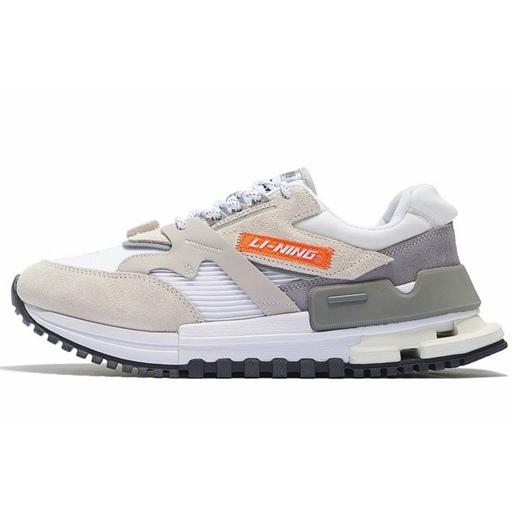 Li Ning 001 Craftsmanship Reflective Trend Shock Absorbing Slip Anti-Slip Wear Устойчивые к низким верхам повседневные туфли Мужские кроссовки Pearl-White AZGS077-4