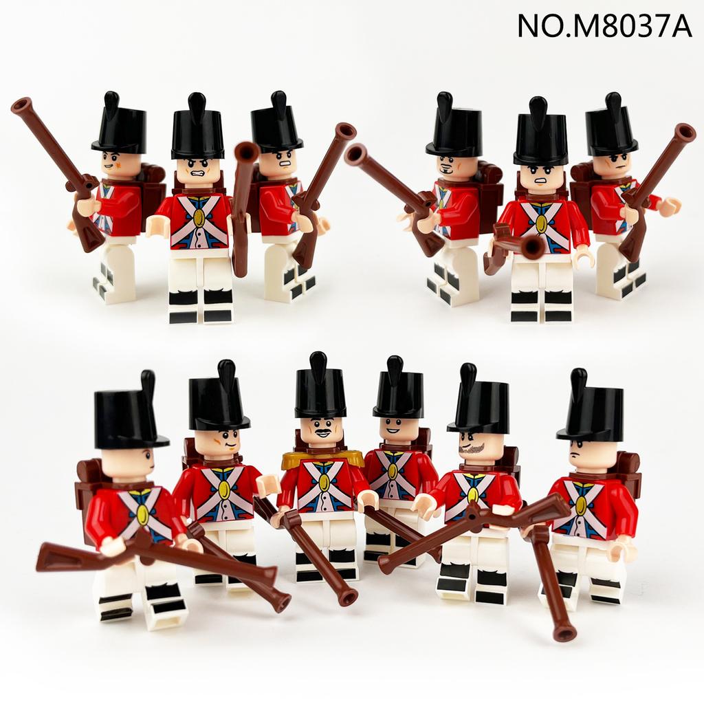 12pcs Napoleonic Wars Military Soldiers Building Blocks WW2 Figures French British Fusilier Rifles Weapons Toys for Kids Gifts