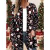 Женский милый кардиган с рождественским принтом Санта Клауса и трости, повседневная праздничная верхняя одежда с длинными рукавами, модная рождественская одежда, праздничный рождественский наряд