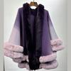Design Sense Hanging Dye Gradual Change Shawl Jacket Loose Big Fur Collar Cape Cape Coat 0021